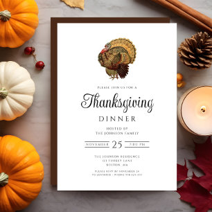Traditionelles Thanksgiving-Dinner mit Truthahn Einladung