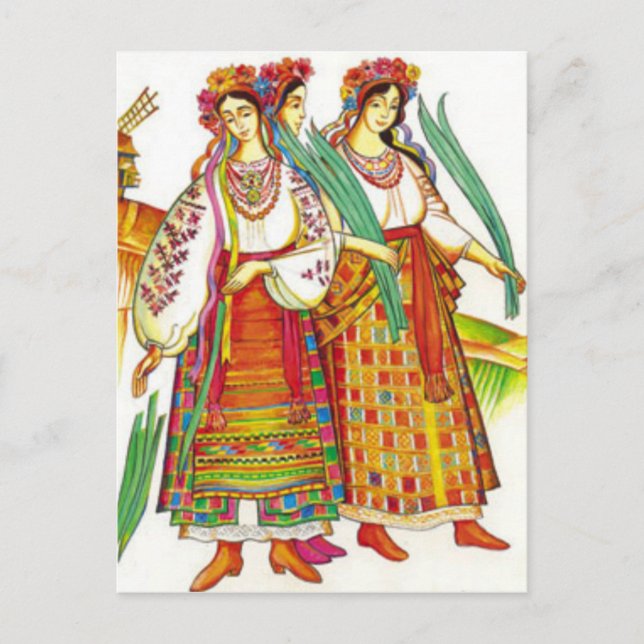 Traditionelles ukrainisches Kleid aus Kyivschyna Postkarte (Vorderseite)