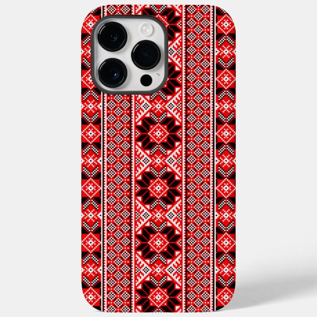 Traditionelles ukrainisches Ornament mit roter eth Case-Mate iPhone Hülle (Rückseite)