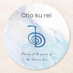 Traditionelles Usui Reiki Symbol Cho Ku Rei Marble Runder Pappuntersetzer