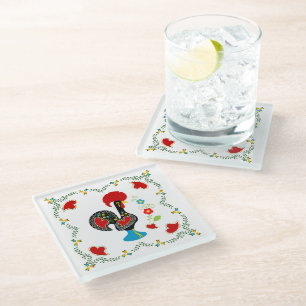 Traditionelles Verzeichnis Portugals in schwarz Glasuntersetzer