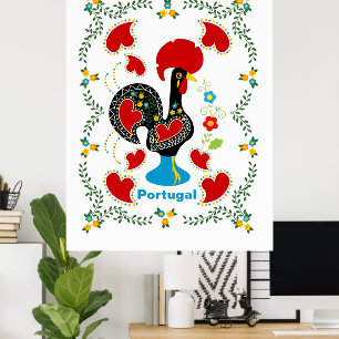 Traditionelles Verzeichnis Portugals in schwarz Poster