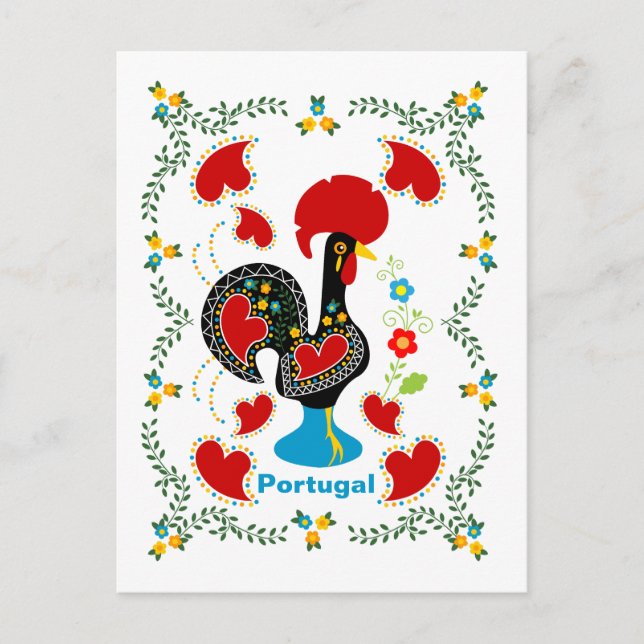 Traditionelles Verzeichnis Portugals in schwarz Postkarte (Vorderseite)
