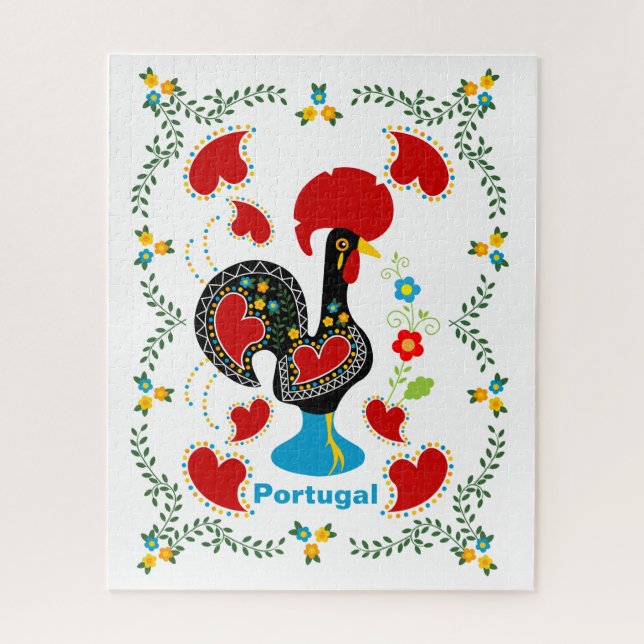 Traditionelles Verzeichnis Portugals in schwarz Puzzle (Vertikal)