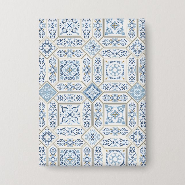 Traditionelles Vintage-Portugal-Azulejo Button (Vorderseite)