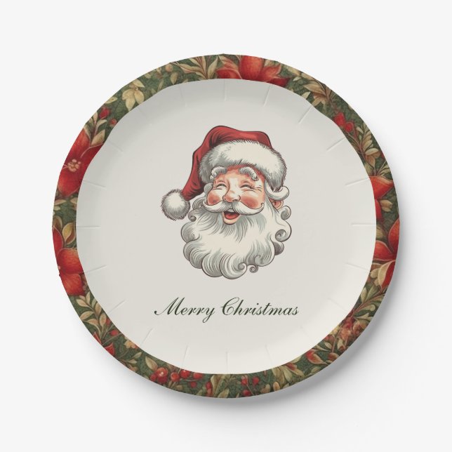 Traditionelles Vintages Weihnachtsfest Pappteller (Vorderseite)