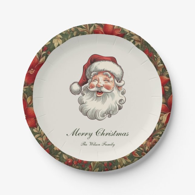 Traditionelles Vintages Weihnachtsfest Pappteller (Vorderseite)
