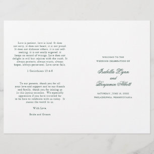 Traditionelles Waldgrünes formelles Hochzeitsprogr
