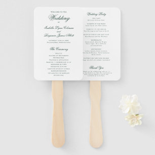 Traditionelles Waldgrünes formelles Hochzeitsprogr Fächer