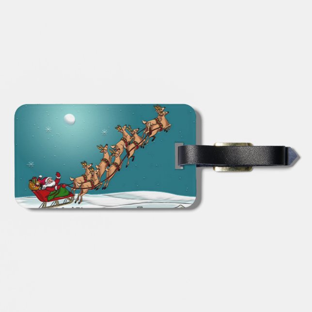 Traditionelles Weihnachten Sankt und Ren Gepäckanhänger (Rückseite horizontal)