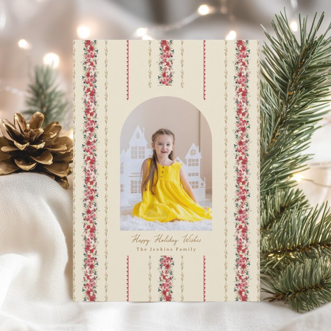 Traditionelles Weihnachts-Botanisches Tapisserie-W Feiertagskarte (Von Creator hochgeladen)