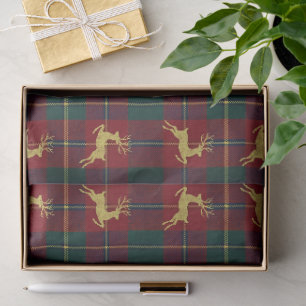 Traditionelles Weihnachts-Rentier-Karo Seidenpapier