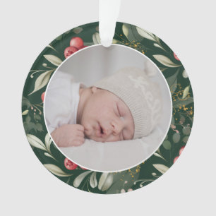 Traditionelles Weihnachtsgrün Berries Foto Ornament