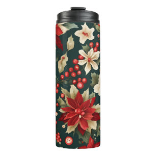 Traditionelles Weihnachtsmuster mit Blume Thermosbecher