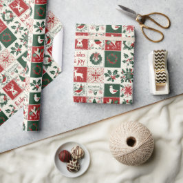 Traditionelles Weihnachtsmuster Urlaub kariert Geschenkpapier