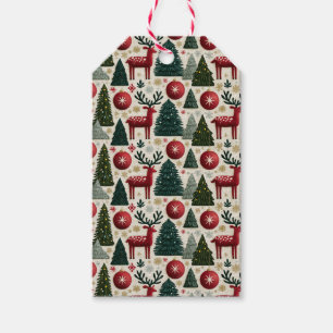 Traditionelles Weihnachtsrentier-Baum-Muster Geschenkanhänger