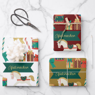 Traditionelles Weihnachtsspielzeug Geschenkpapier Set