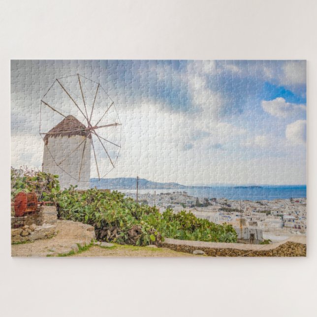 Traditionelles Windmühle griechischen Dorf Mykonos Puzzle (Horizontal)