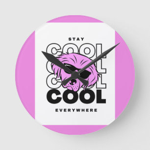 TRAENDING SCHÖNE PINK DOG WALL CLOCK RUNDE WANDUHR