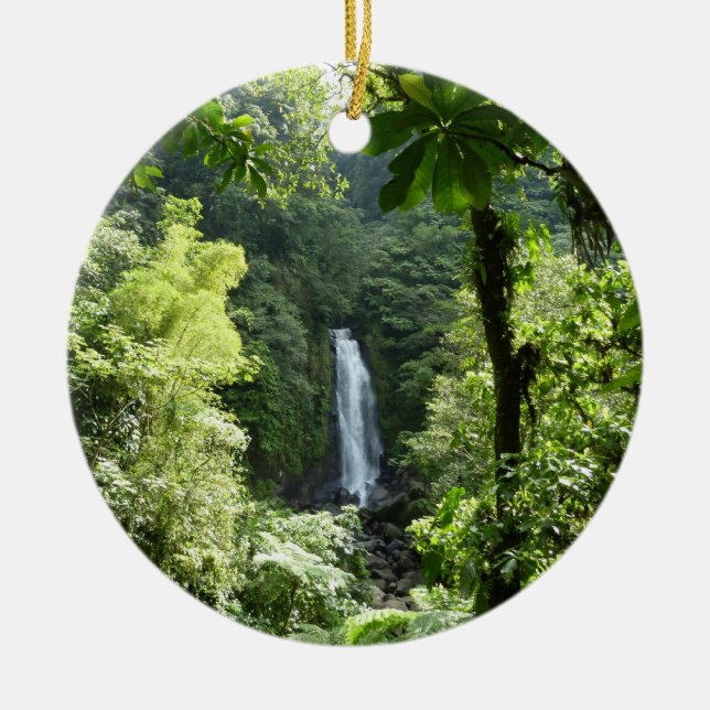 Trafalgar Falls Tropical Rainforest Fotografie Keramik Ornament (Vorne)