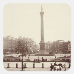 Trafalgar Square, London (sepia Foto) Quadratischer Aufkleber