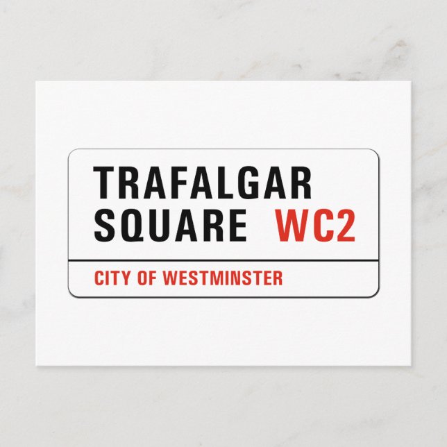 Trafalgar Square, London Street Sign Postkarte (Vorderseite)