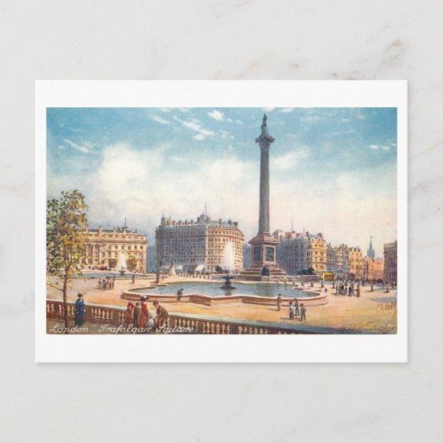 Trafalgar Square London Vintage Postkarte (Vorderseite)