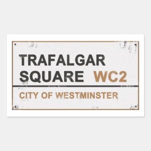 Trafalgar Square London - Vintage Schild Rechteckiger Aufkleber