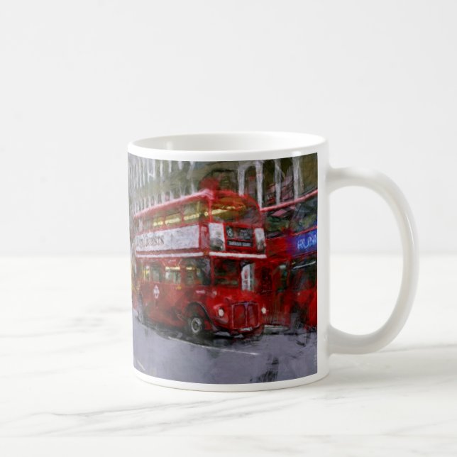 Trafalgar Square Red Double decker Bus, London, Ve Tasse (Rechts)