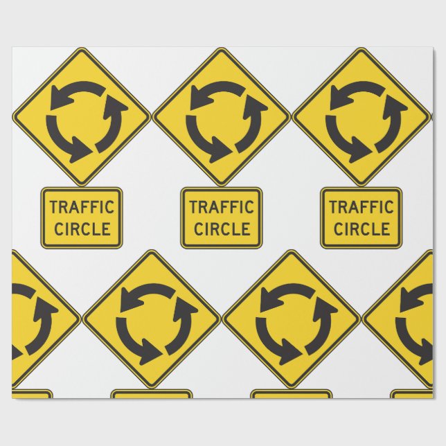 Traffic Circle Road Sign Yellow Diamond Geschenkpapier (Flach)