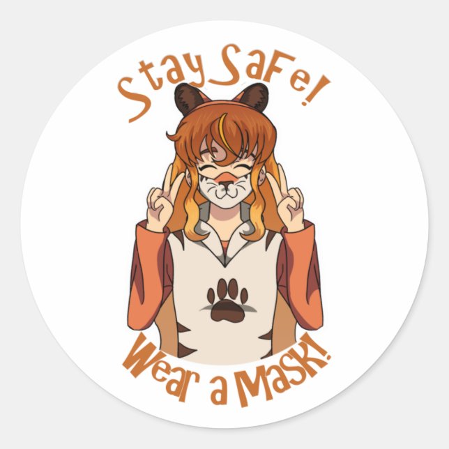 Trag eine Maske! Runder Aufkleber (Vorderseite)