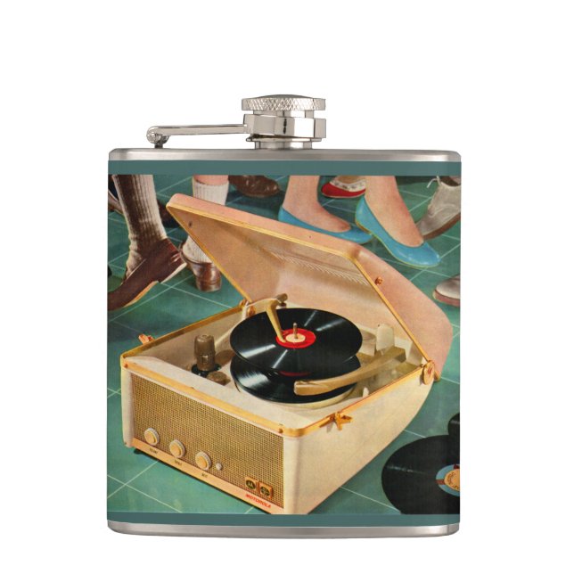 tragbare Plattenspieler und -anzeige der 50er Jahr Flachmann (Vorderseite)