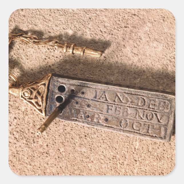 Tragbare Sonnenuhr, Silber und Gold, 10. Jahrhunde Quadratischer Aufkleber (Vorderseite)