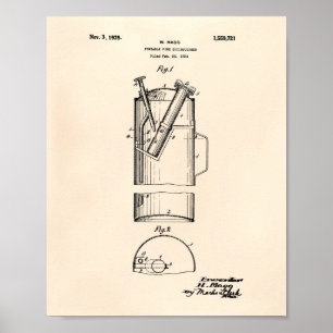 Tragbarer Feuerlöscher 1925 - alter Peper Poster