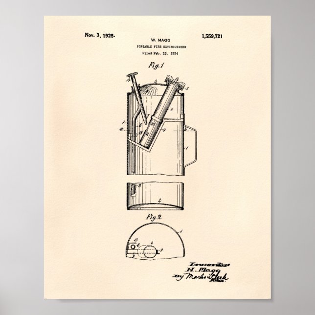 Tragbarer Feuerlöscher 1925 - alter Peper Poster (Vorne)