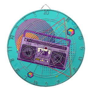 tragbarer Funkkassettenspieler mit Funky 80er, Boo Dartscheibe