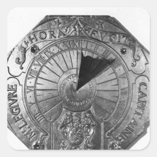 Tragbarer Sundial, von Sierk Schloss 1756 Quadratischer Aufkleber
