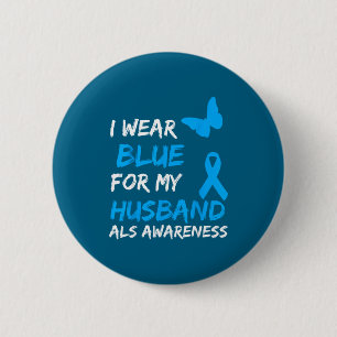 Trage ALS-Bewusstseinsblau Ehemann Button