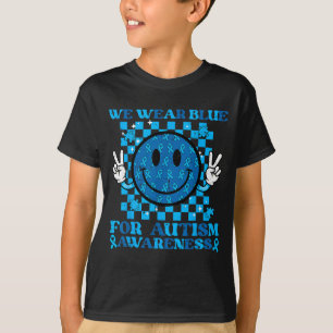 Trage Blau Autismus-Bewusstsein Lächeln Frieden AS T-Shirt