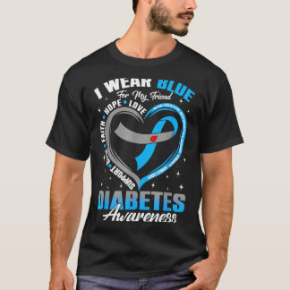 Trage Blau für Freund Diabetes-Bewusstsein Blau T-Shirt