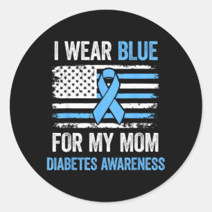 Trage Blau für Mama T1 D Diabetes-Aufklärungsmonat Runder Aufkleber