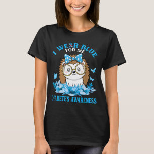 Trage Blau Für Süße Igel Blumen Diabetes T-Shirt