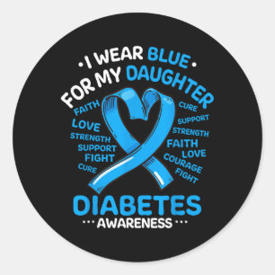 Trage Blau Für Tochter Diabetes-Bewusstseins-Schle Runder Aufkleber