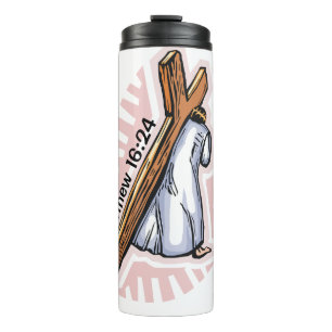Trage dein Kreuz Jesus personalisiere es Thermosbecher