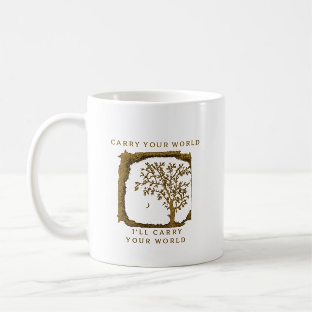 Trage Deine Welt – Goldenes Design Kaffeetasse (Links)