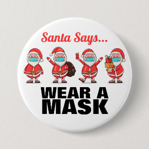 Trage eine Maske Santa Weihnachtsknopf Button