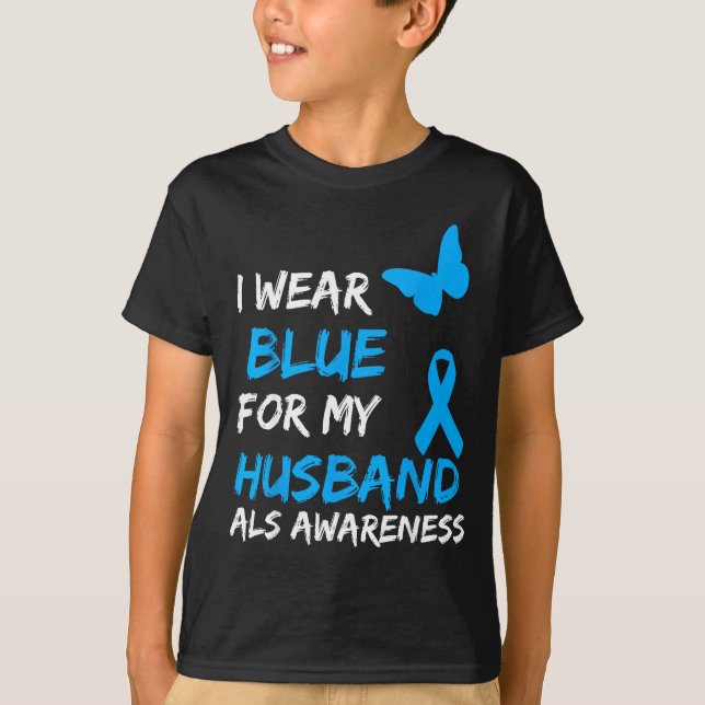 Trage Für ALS-Bewusstsein Blau Ehemann T-Shirt (Vorderseite)