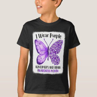 Trage lila Alzheimer- und Gehirn-Bewusstseinsmonat T-Shirt