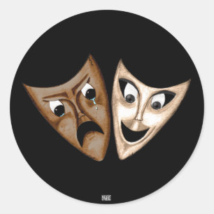 Tragedy & Comedy Runder Aufkleber
