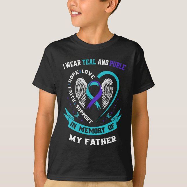 Tragen Aquamarin und Lila für meinen Vater Vater S T-Shirt (Vorderseite)